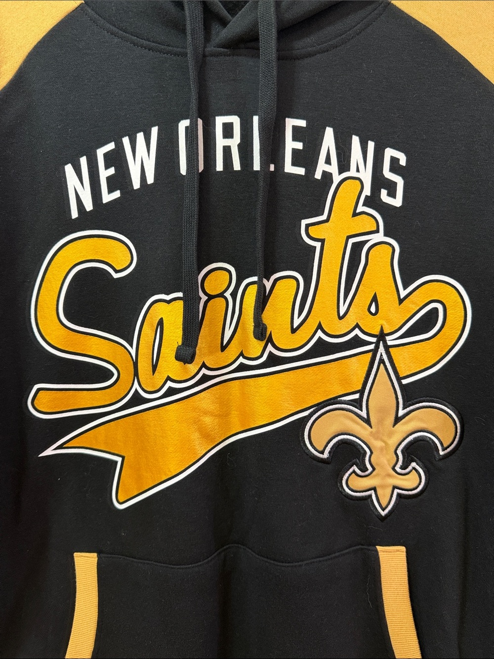 NFL New Orleans Saints Black and Gold Crewneck Pullover Hoodie Size Large - Picture 3 of 6